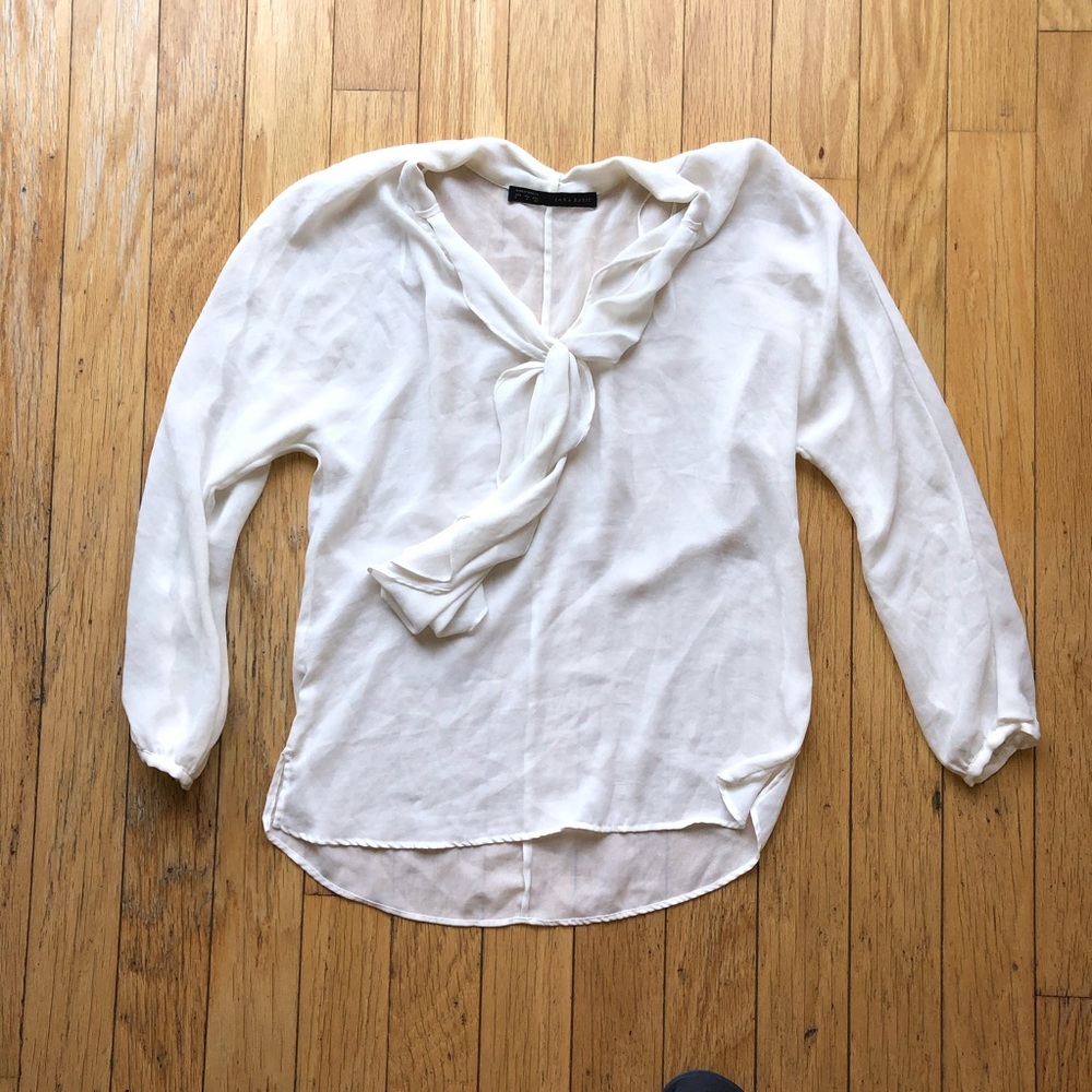 Zara Off-White Chiffon Blouse